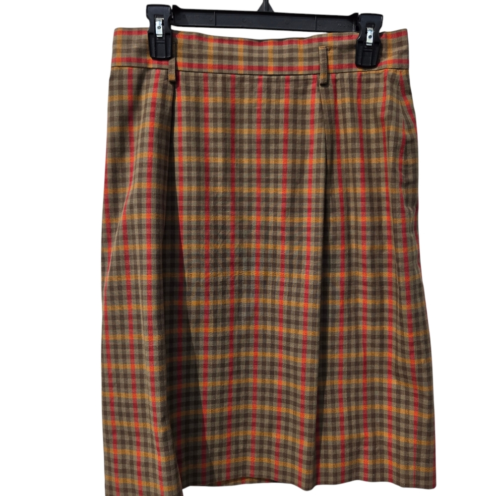 Jones New York Fall Plaid A Line Skirt Size 12 100% Cotton Academia Preppy